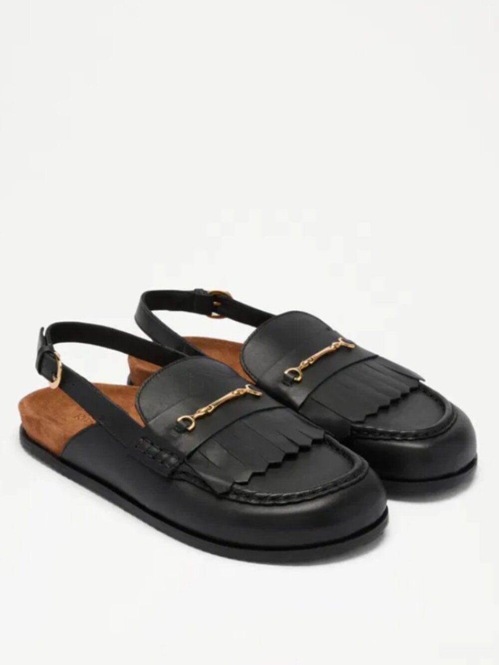 Russell & Bromley Black Oversized Fringe Clog, 37